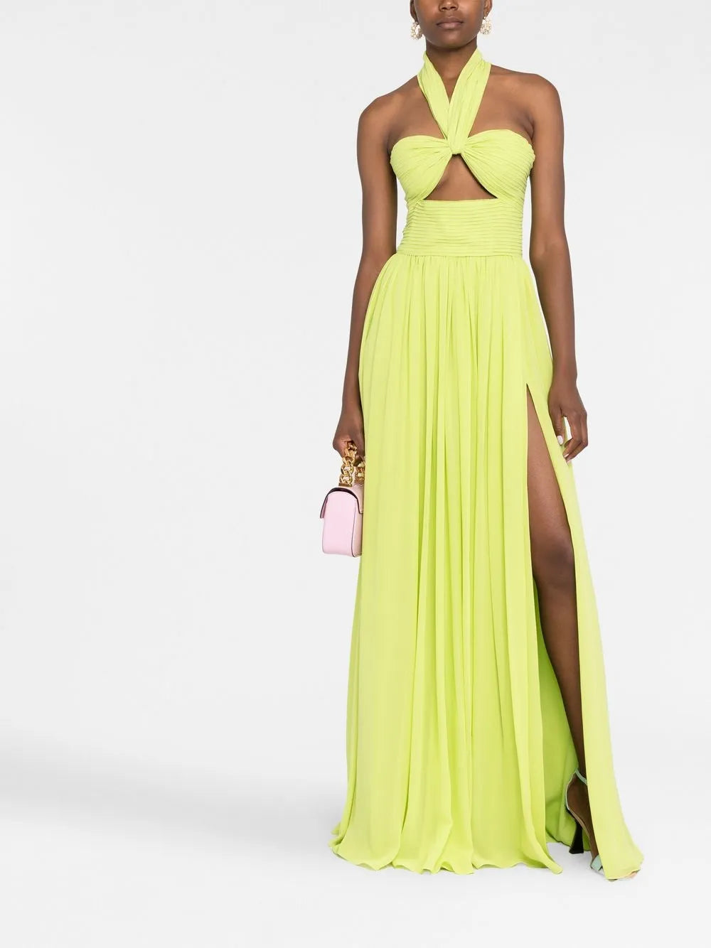 Halterneck Pleated Gown