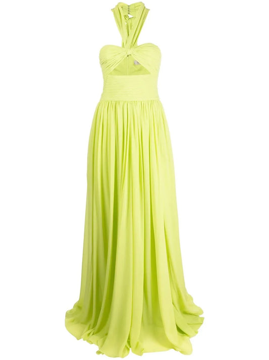 Halterneck Pleated Gown