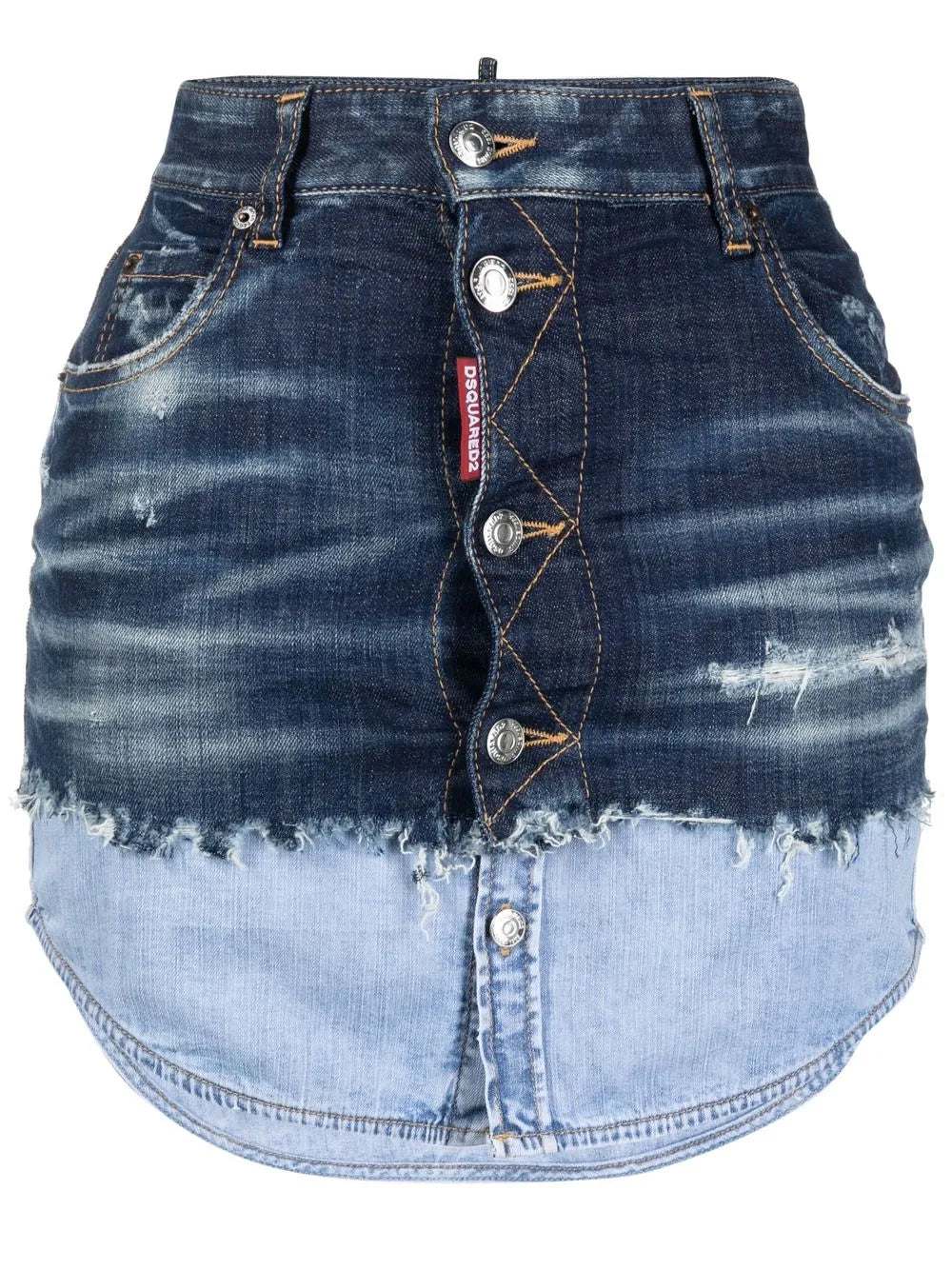Dip-Dyed Denim Mini Skirt