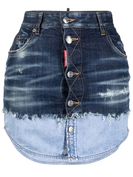 Dip-Dyed Denim Mini Skirt
