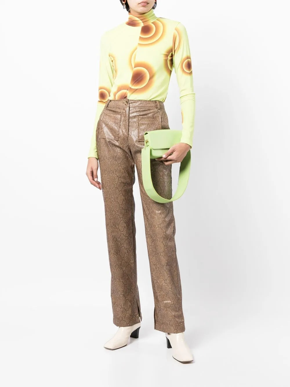 Ellis Snakeskin-Effect Straight Trousers