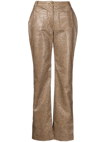 Ellis Snakeskin-Effect Straight Trousers