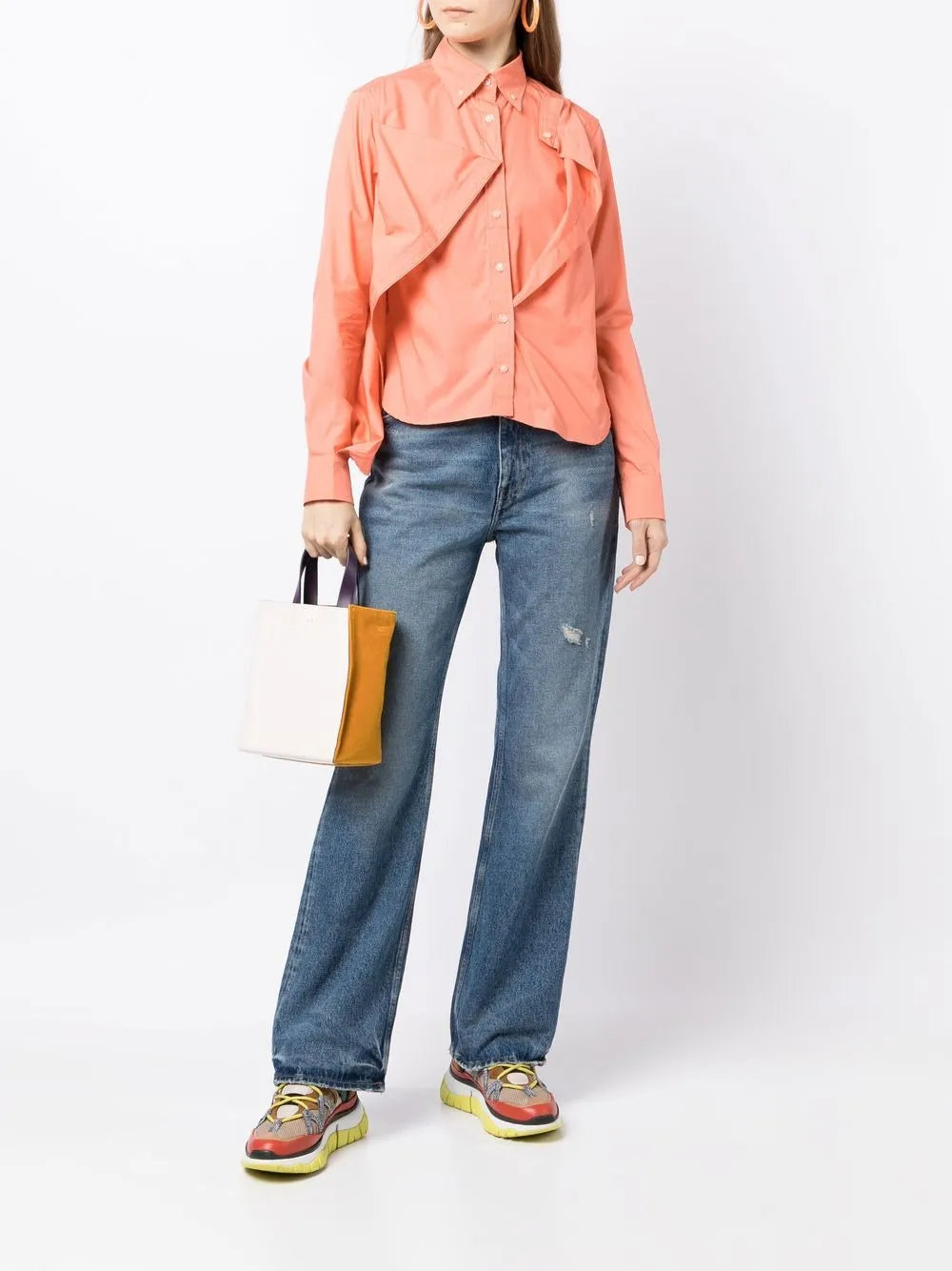 Asymmetric-Detail Long-Sleeve Shirt