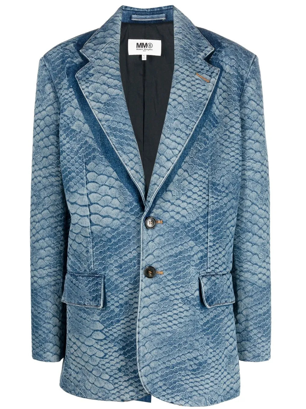 Snakeskin-Print Single-Breasted Blazer