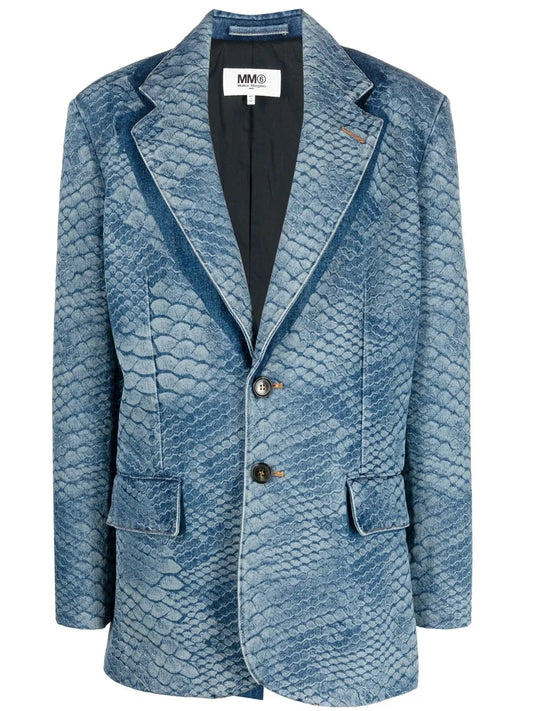Snakeskin-Print Single-Breasted Blazer