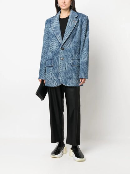 Snakeskin-Print Single-Breasted Blazer