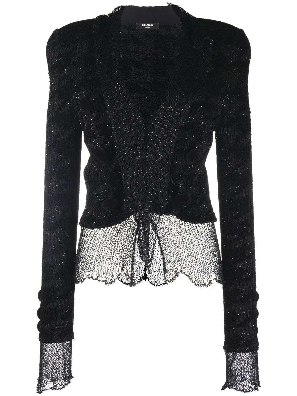 Sheer Tie-Front Knit Jacket