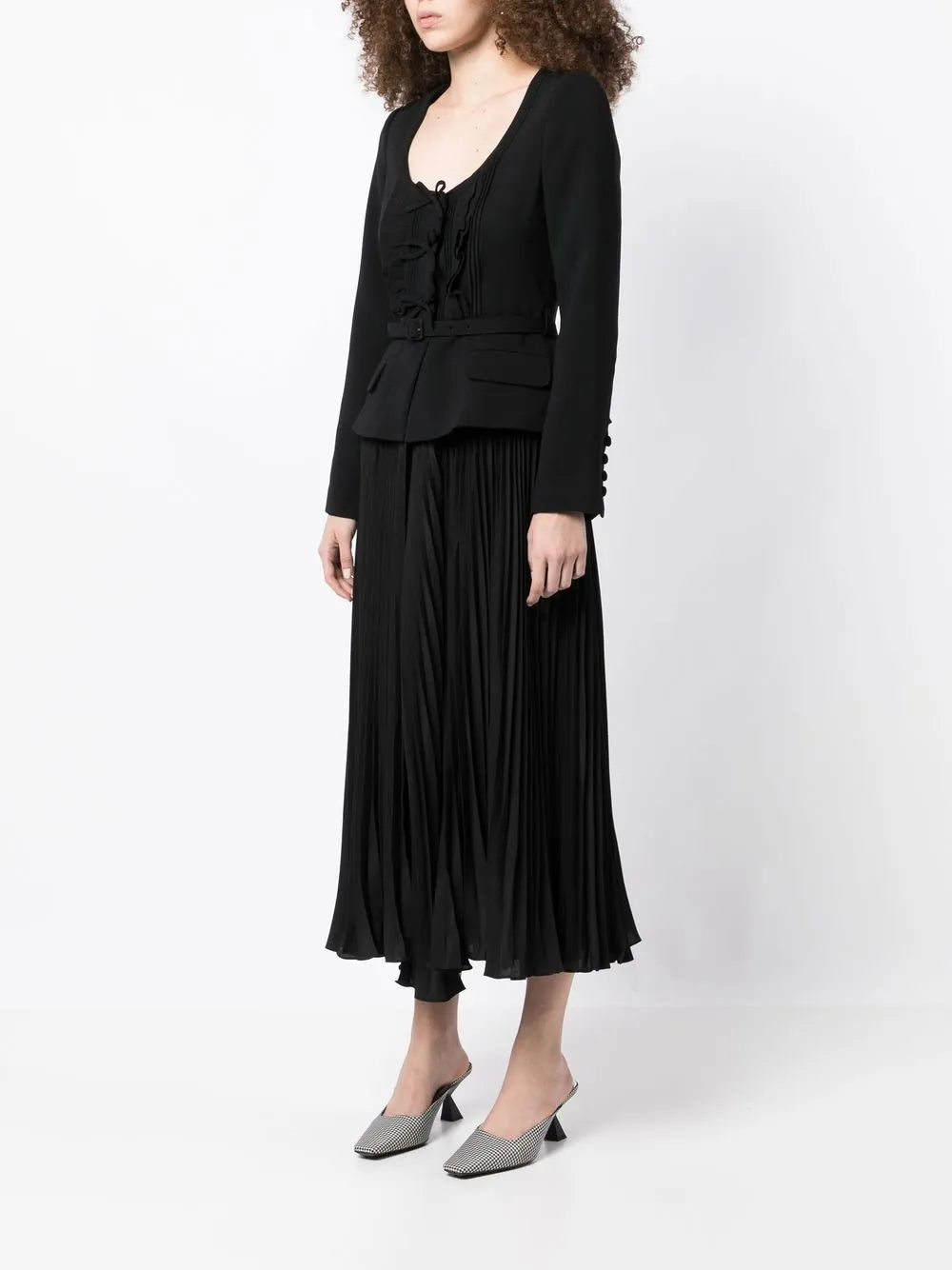 Ruched Crepe Midi Dress