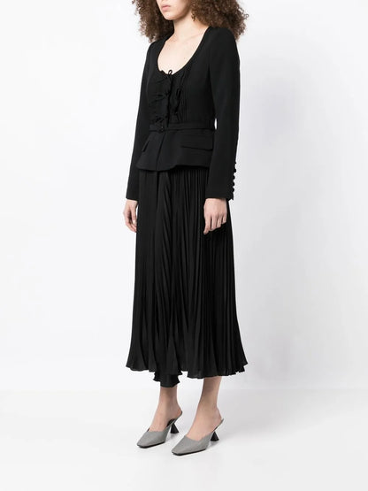 Ruched Crepe Midi Dress