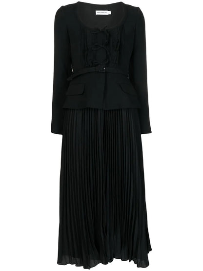 Ruched Crepe Midi Dress