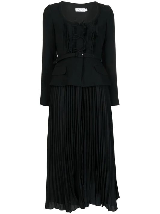 Ruched Crepe Midi Dress