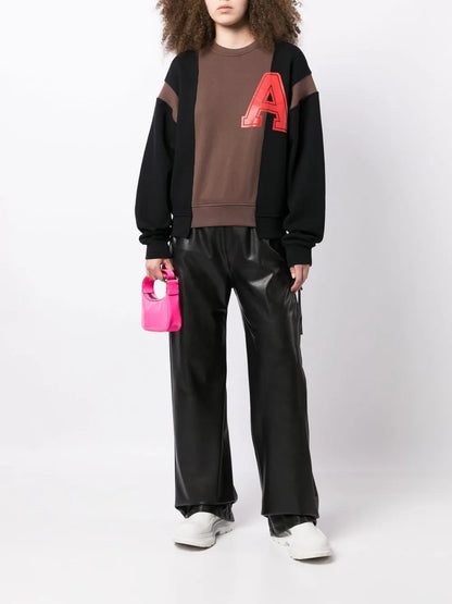 Collegiate-Print Patchwork Sweatshirt