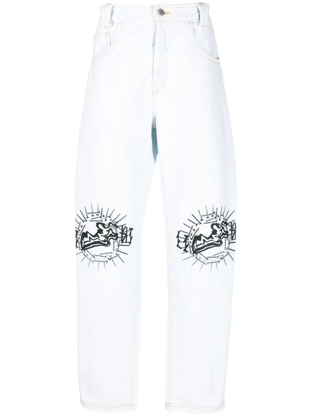 Graphic-Print Straight-Leg Jeans