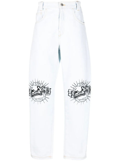 Graphic-Print Straight-Leg Jeans