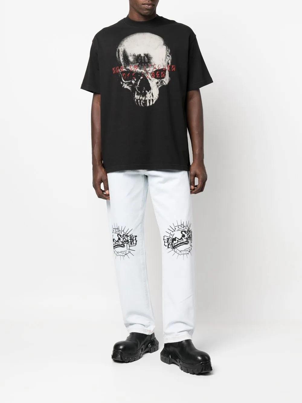 Graphic-Print Straight-Leg Jeans