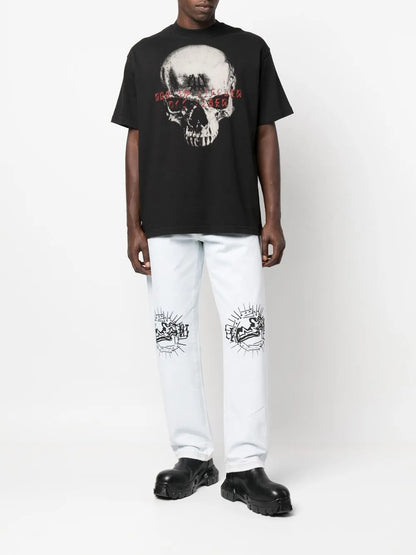 Graphic-Print Straight-Leg Jeans
