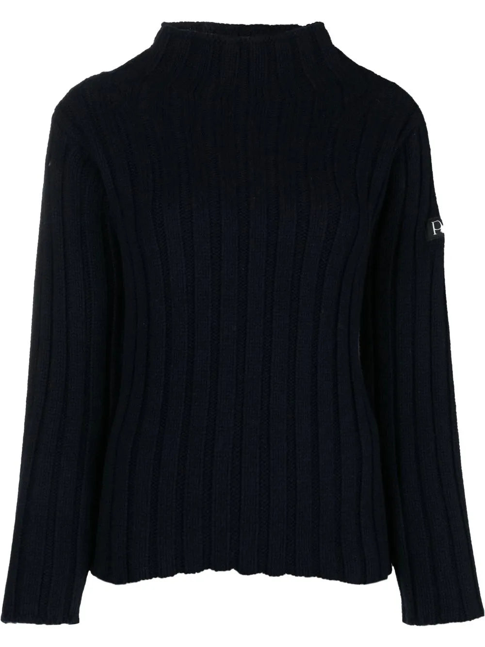 Logo-Patch Ribbed-Knit Jumper