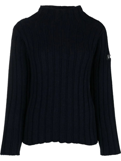 Logo-Patch Ribbed-Knit Jumper