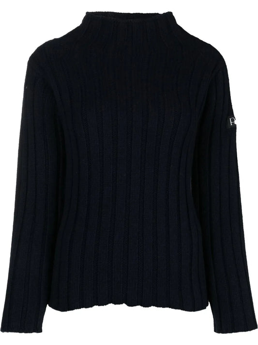 Logo-Patch Ribbed-Knit Jumper