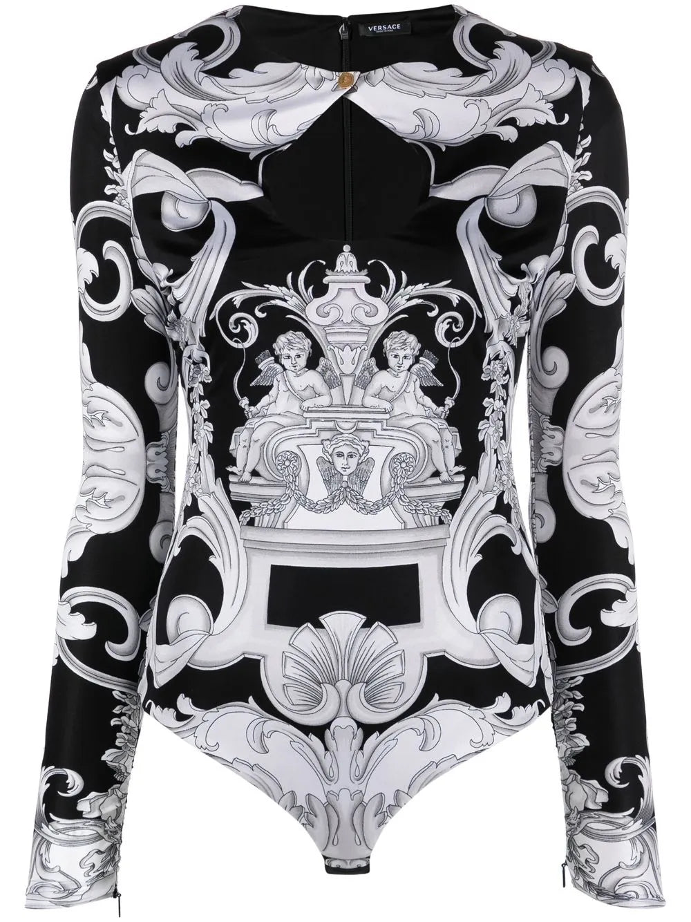 Barocco-Print Cut-Out Bodysuit