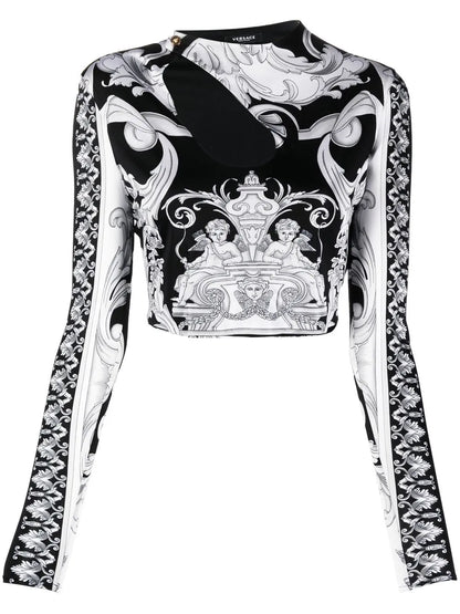 Barocco-Print Crop Top