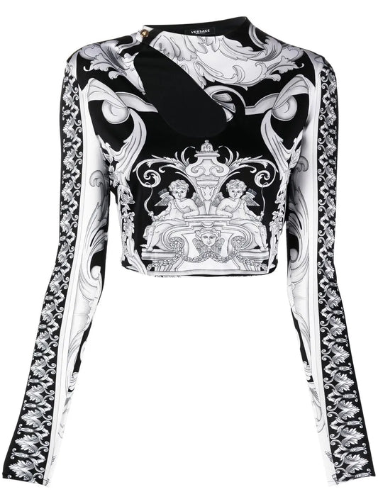 Barocco-Print Crop Top