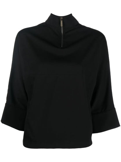 Logo-Patch High-Neck Jersey Top