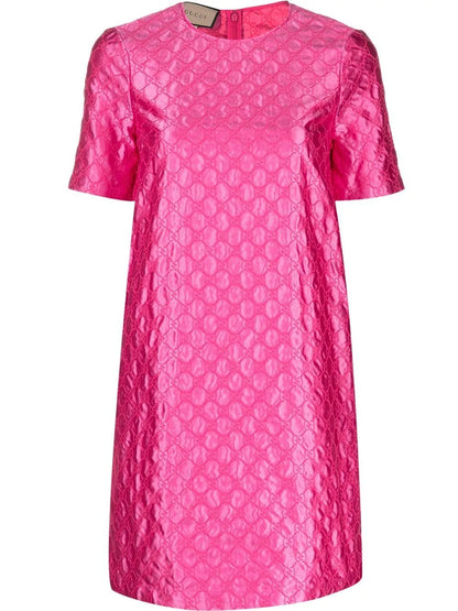 Gg-Embroidered Monogram Shift Dress