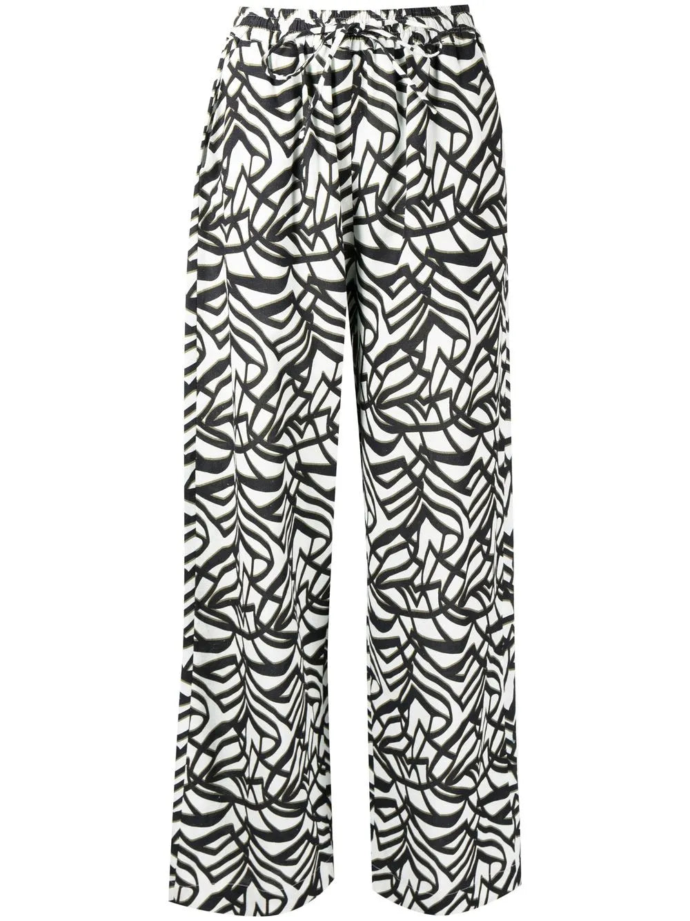 Geometric-Print Wide-Leg Trousers