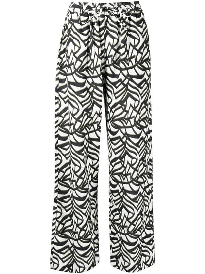Geometric-Print Wide-Leg Trousers