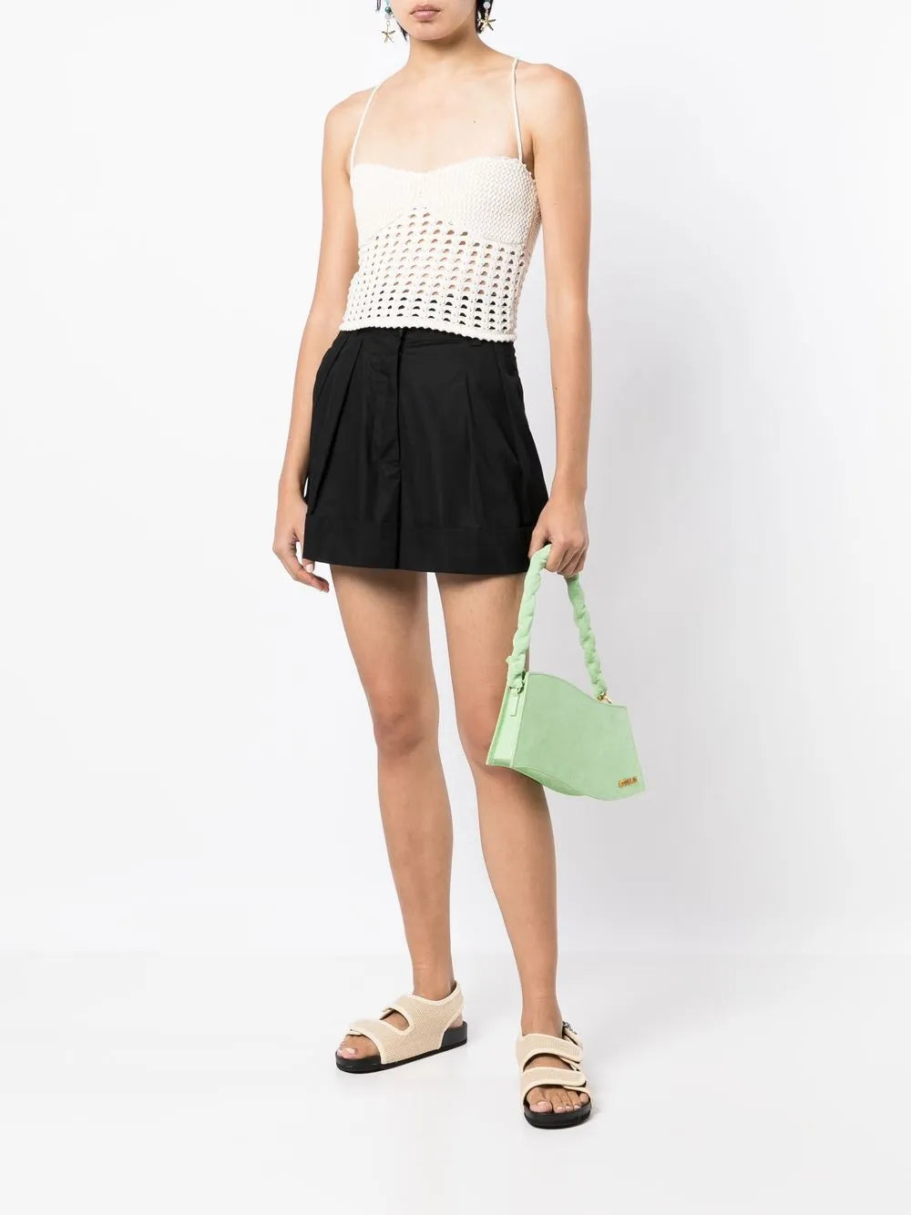 Pleated High-Waist Shorts