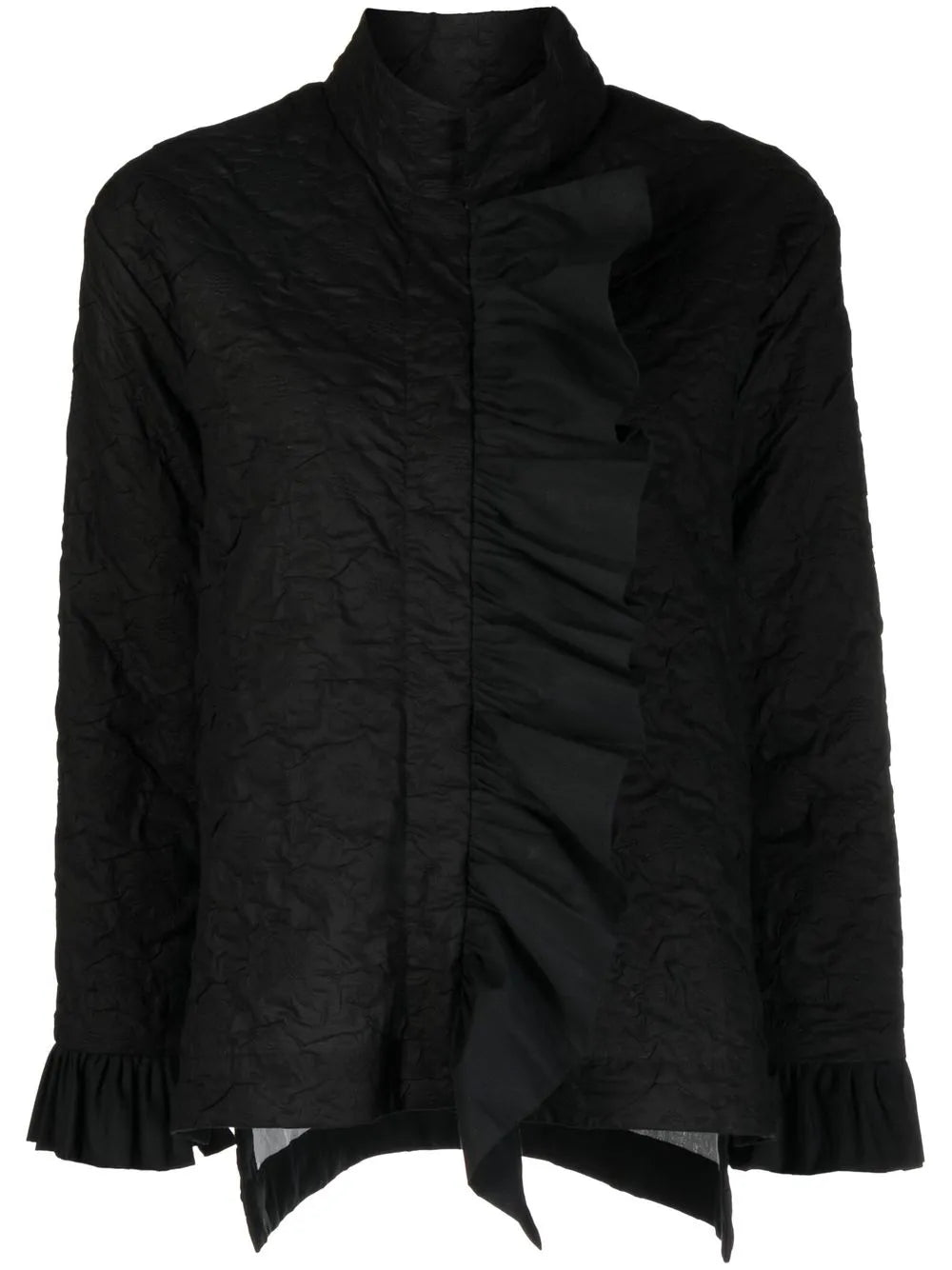Floral-Jacquard Ruffled Jacket