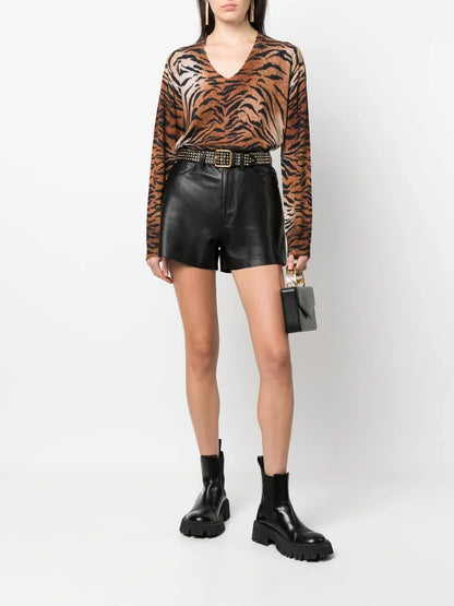 Leopard-Print Knitted Jumper