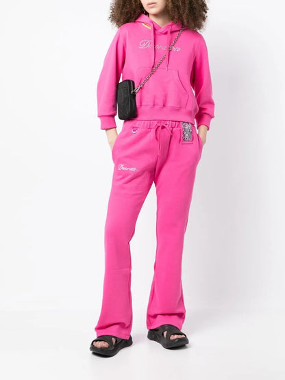 Rhinestone-Logo Detail Track Pants