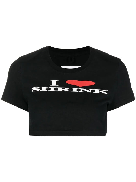 Slogan-Print Cropped T-Shirt