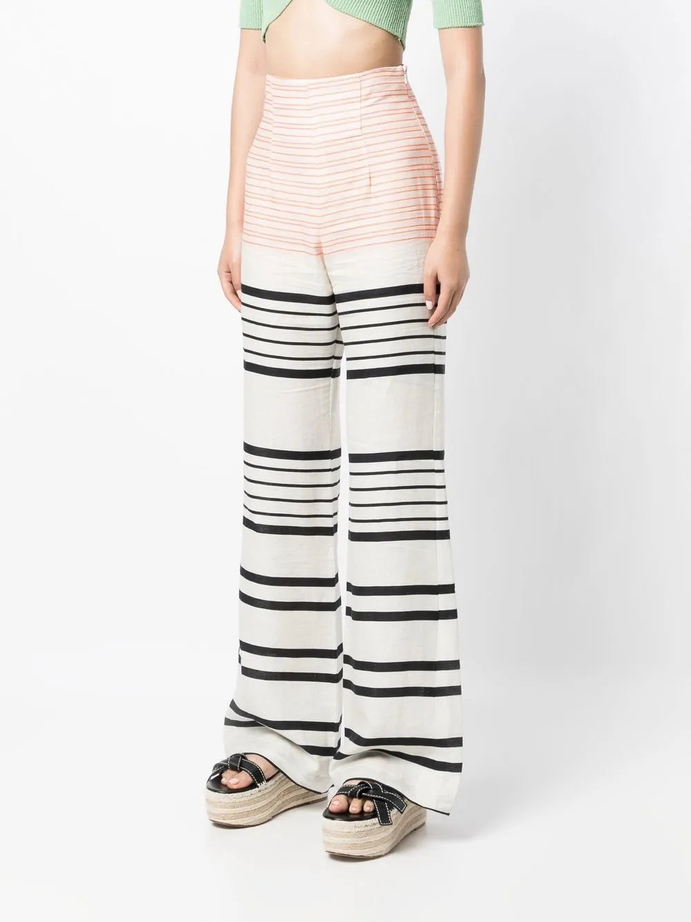High-Rise Striped Trousers