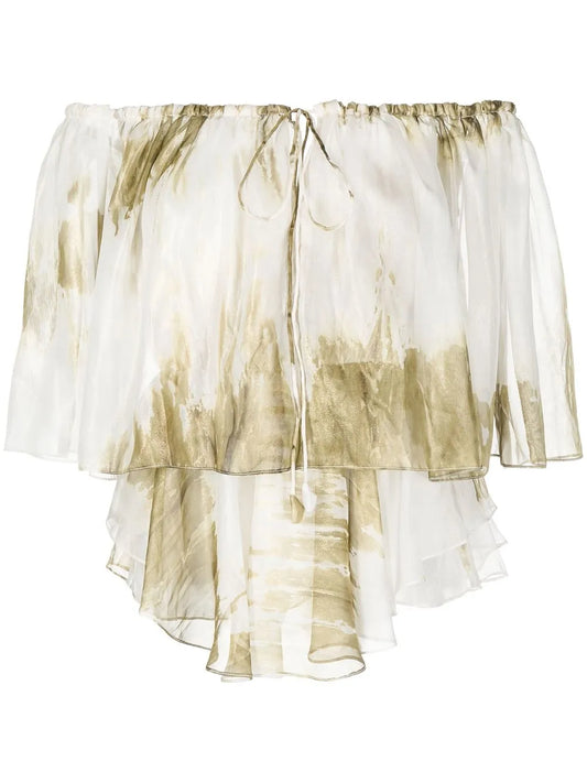 Off-Shoulder Tie-Dye Blouse