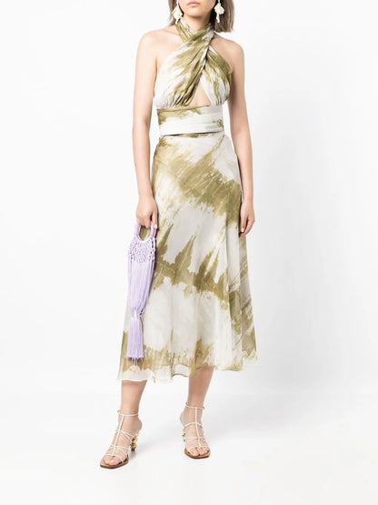 Tie-Dye A-Line Midi Skirt