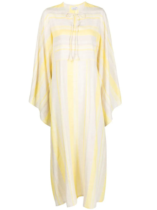 Striped Tie-Fastening Kaftan Dress