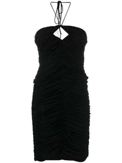 Ruched Halterneck Mini Dress