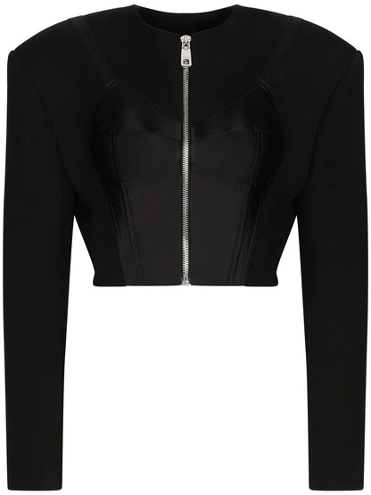 Cropped Bustier-Panel Jacket