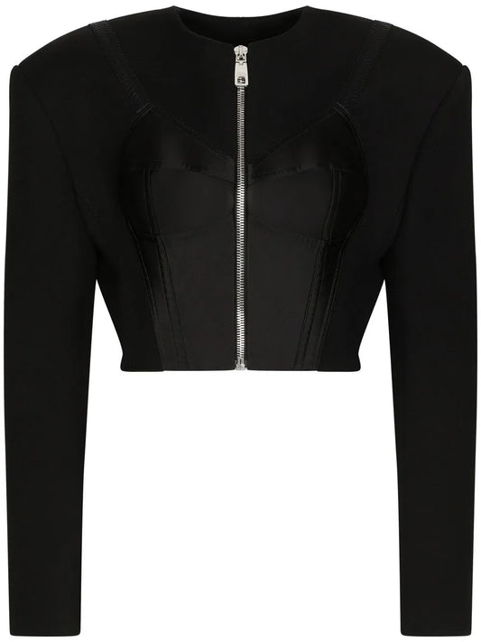 Cropped Bustier-Panel Jacket