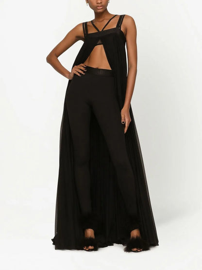 Pleated Tulle Maxi Dress