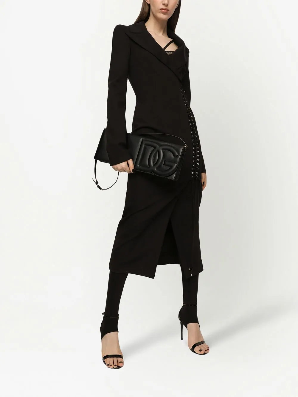Lace-Up Midi Coat Dress