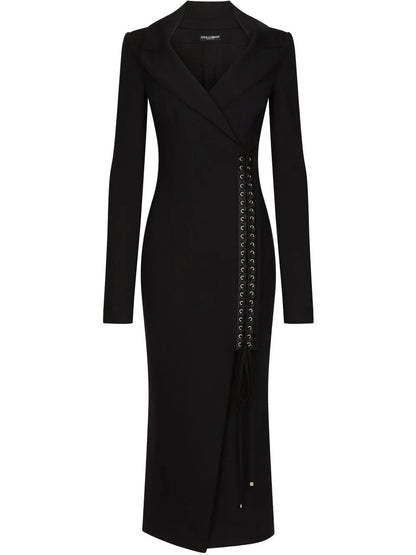 Lace-Up Midi Coat Dress