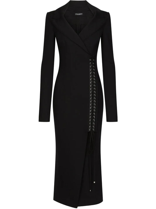 Lace-Up Midi Coat Dress