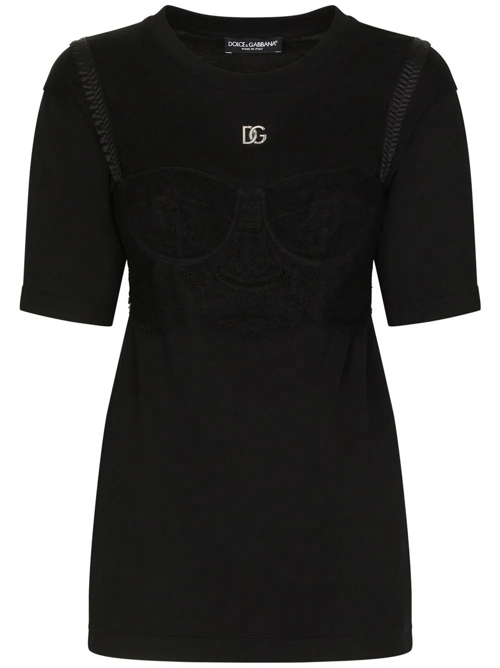 Bralette-Detailed Short Sleeved T-Shirt