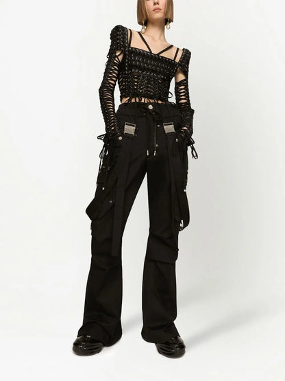 Lace-Up Detailed Bustier Blouse