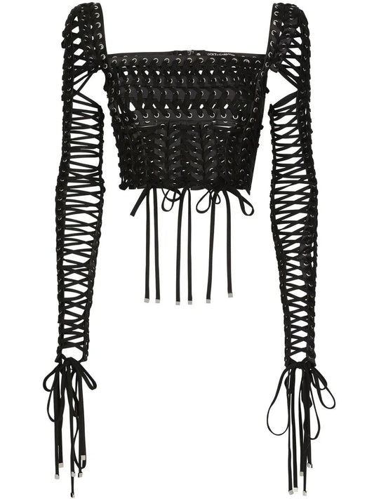 Lace-Up Detailed Bustier Blouse