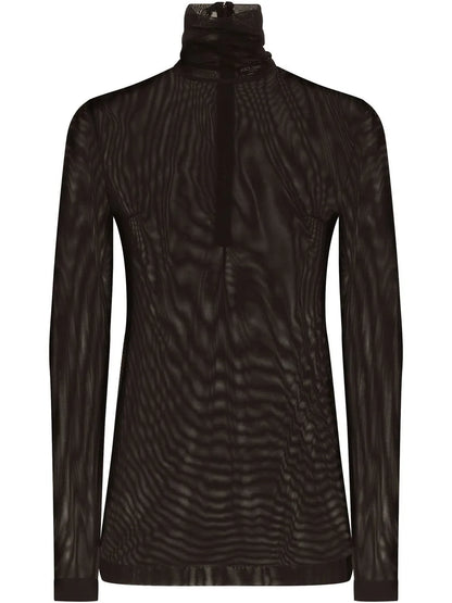 Sheer Half-Zip Mesh Top